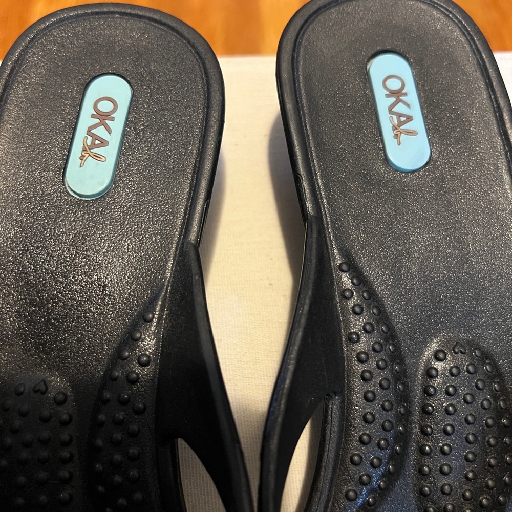 OKA b. Black and Silver Sandals with Rhinestone Embellishments - Picture 5 of 6